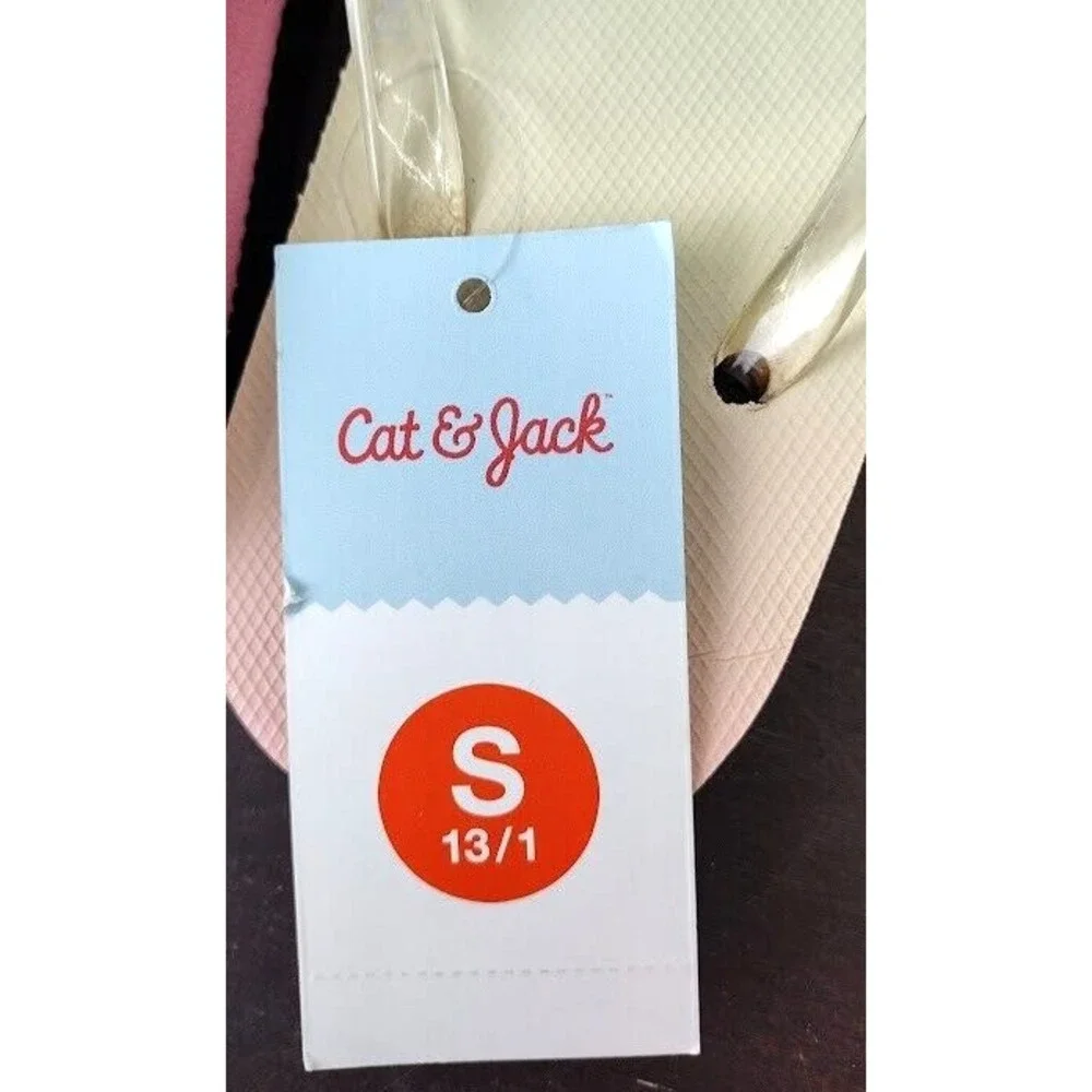 Cat & Jack Kids Flip Flops‎ Rainbow Ombre Clear Straps Size S 13/1